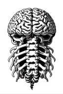 Brain connected to spine tattoo design idea