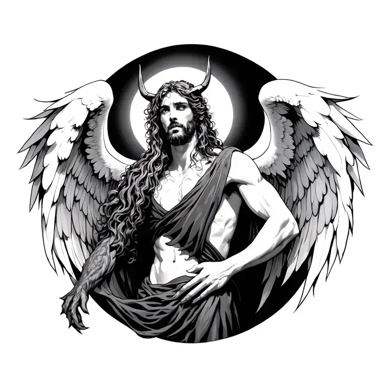 gabriel angel kill the demon  tattoo design idea