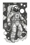 lonely spaceman tattoo design idea