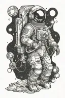 lonely spaceman tattoo design idea