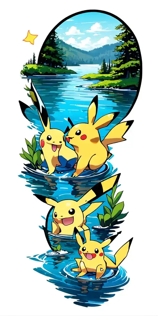 Pokemon Lake trio sleeve tattoo tattoo design idea