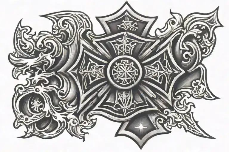 firefighter Maltese cross tattoo design idea