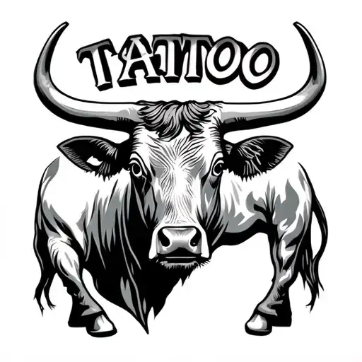 Longhorn cattle and cattle brand  tattoo design idea