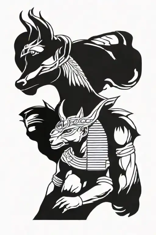God Anubis and God Horus tattoo design idea