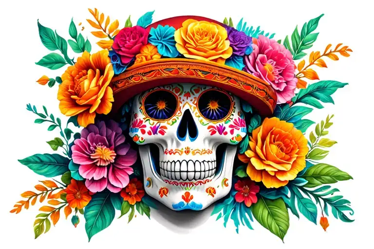 Mexican sugar skull tattoo design idea