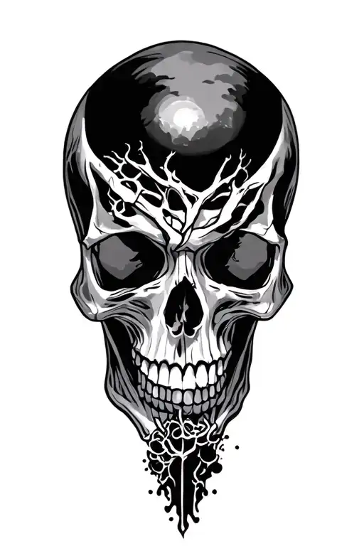 skull graveyard tattoo design idea