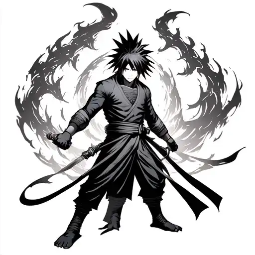 [Starting Element]Young Madara Uchiha with Gunbai[Middle Element]Madara Uchiha as Edo Tensei with Susanoo[Main Ele tattoo design idea