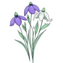 boquet of snowdrop, violet, poppy, and narcissus flower tattoo design idea