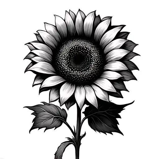 Black and white sunflower modern style tattoo design idea