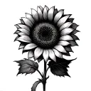 Black and white sunflower modern style tattoo design idea