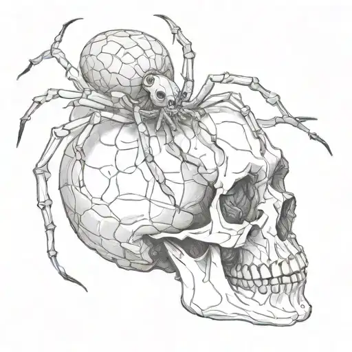 spider coming out of a skull  tattoo design idea