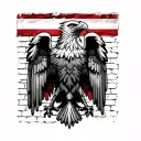Polish eagle on a brick background brick should have no color, add polish flag and polish independence logo tattoo design idea