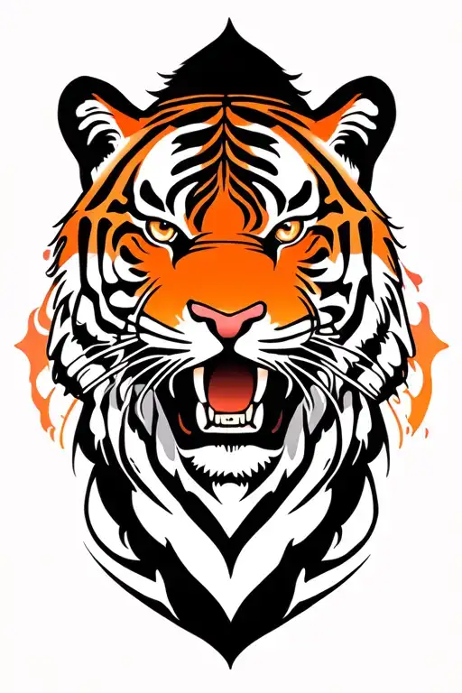 An abstract design blending elements of stoicism and family values, with a tiger symbolizing protection and strength tattoo design idea