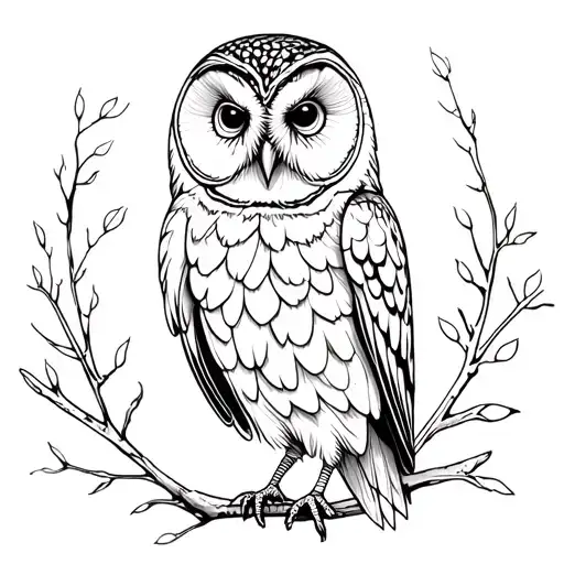 barred owl tattoo design idea