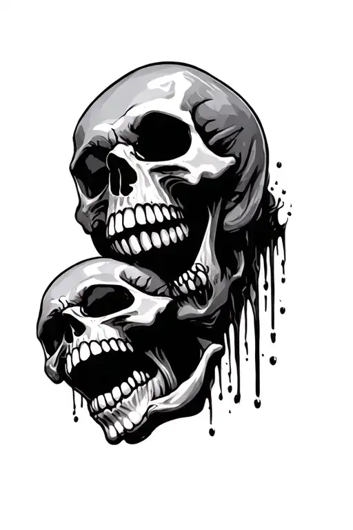 crying skull and laughing skull tattoo design idea