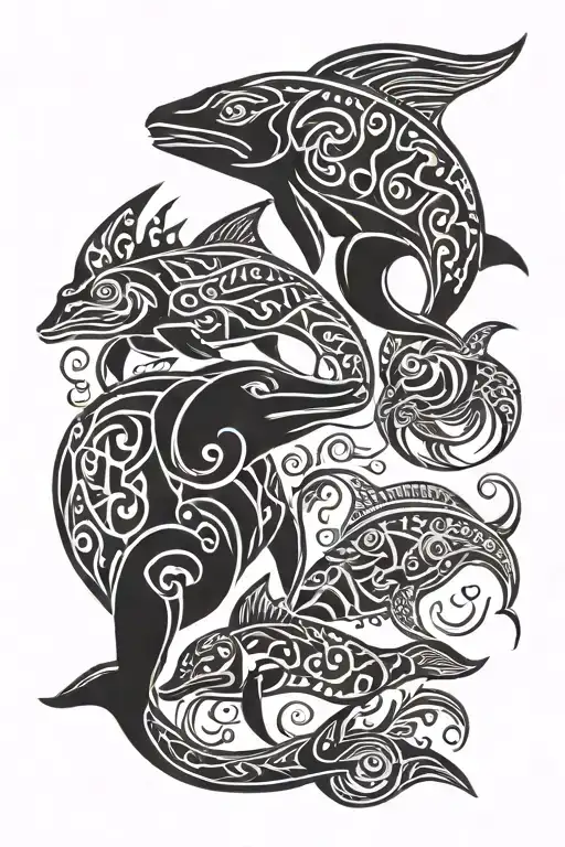 animals from the sea creatures tattoo design idea