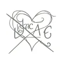 Name Isaac with cross and heart tattoo design idea