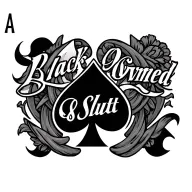 Ace of spades symbol, text 'Black Owned Slut' tattoo design idea