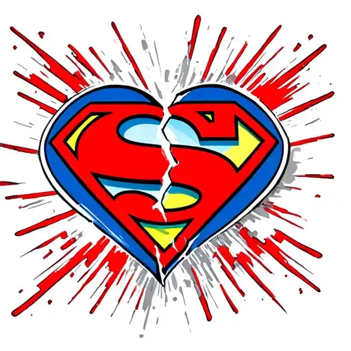 Superman logo broken heart made tattoo design idea
