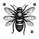 Manchester bee, honeycomb, koi fish, alien, cross, paw print, spaceman tattoo design idea