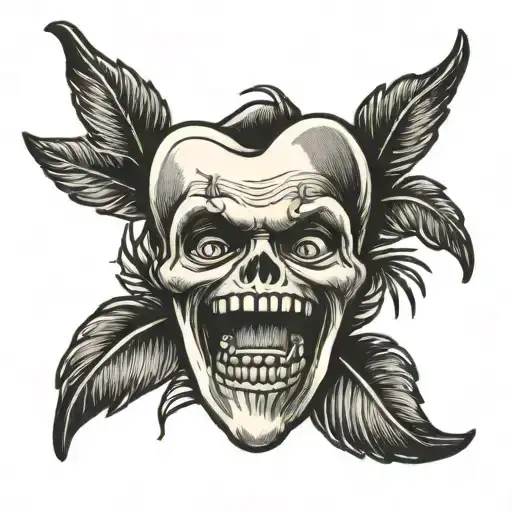 tooth with palms surrounding it  tattoo design idea