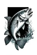 dead salmon jumping tattoo design idea