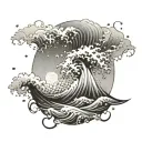 tsunami waves tattoo design idea