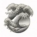 tsunami waves tattoo design idea