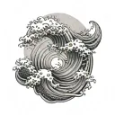 tsunami waves tattoo design idea