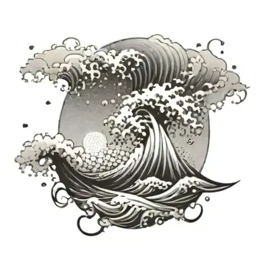 tsunami waves tattoo design idea