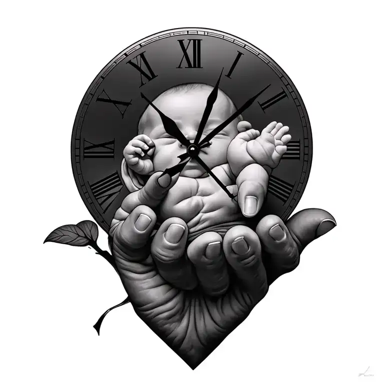 Clock 09:08, 07 07 2024 Nele Babyhand tattoo design idea
