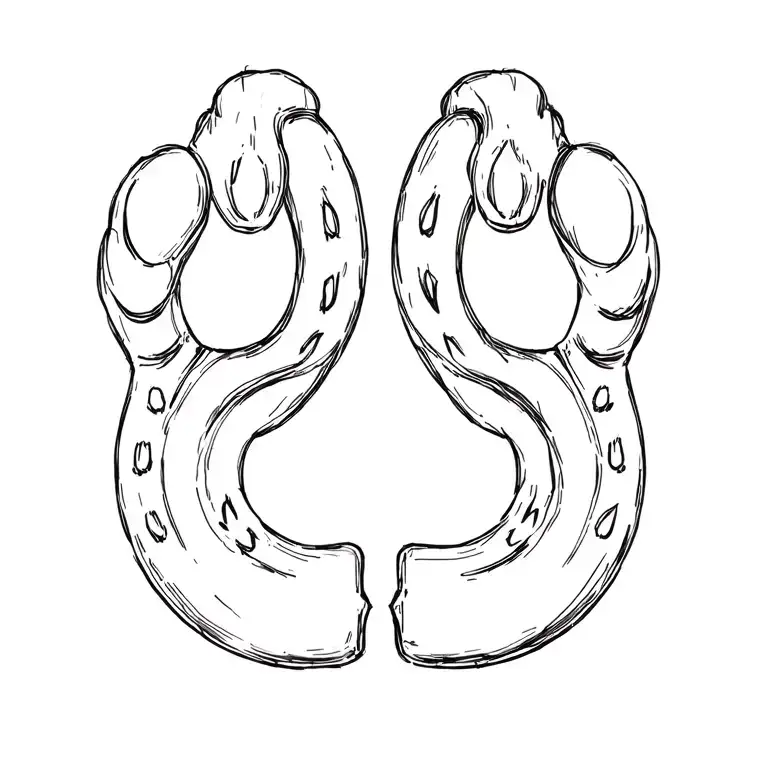paw and horse shoe outline tattoo design idea