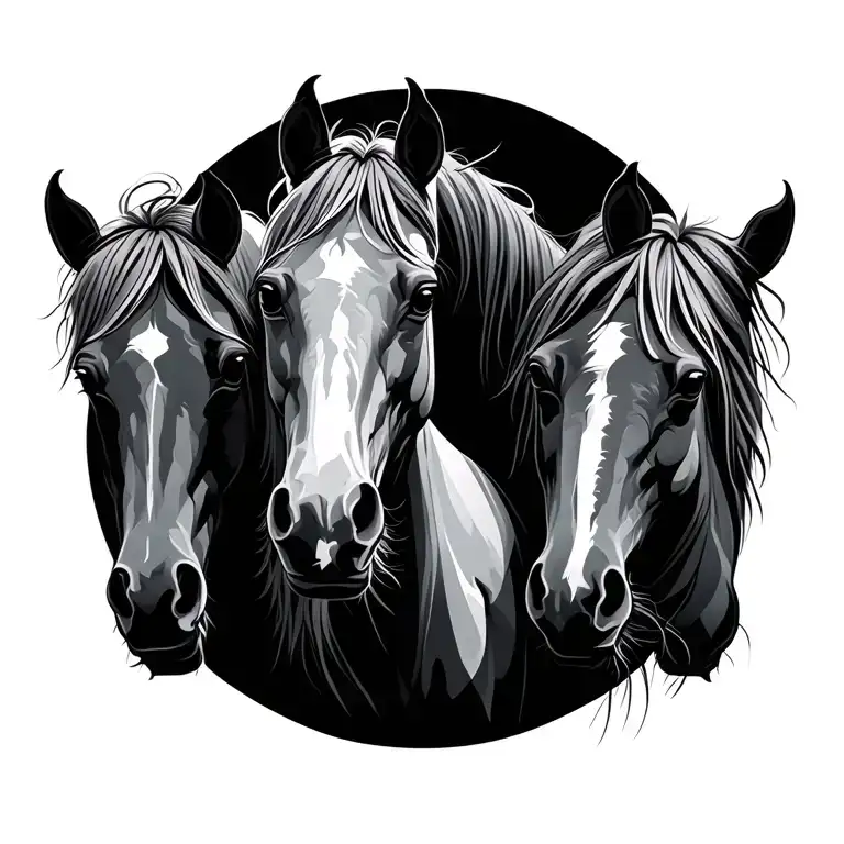 celtic horse trio tattoo design idea