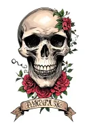 Depression Skull with the words tattoo design idea