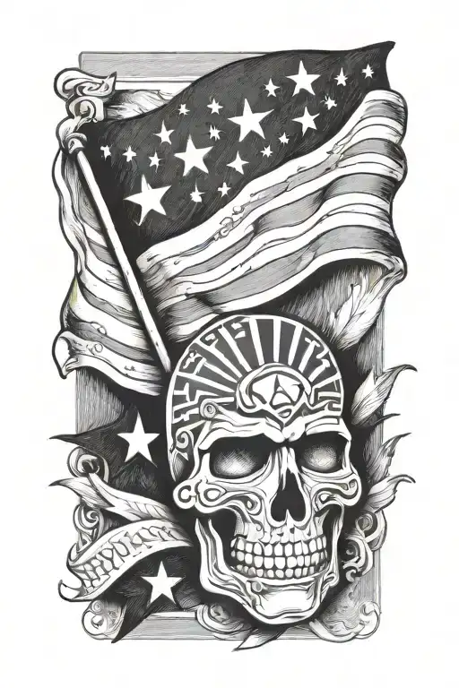 America, flag, aztec stamp tattoo design idea