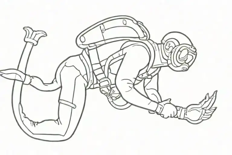 scuba diver and moray eel tattoo design idea