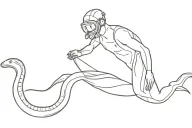 scuba diver and moray eel tattoo design idea