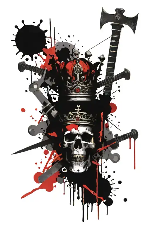 3 crown, sword, shild tattoo design idea