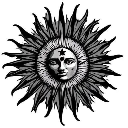 Argentina sun with three stars tattoo design idea