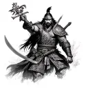 mongolian warrior including tech for full arm tattoo design idea
