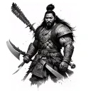 mongolian warrior including tech for full arm tattoo design idea