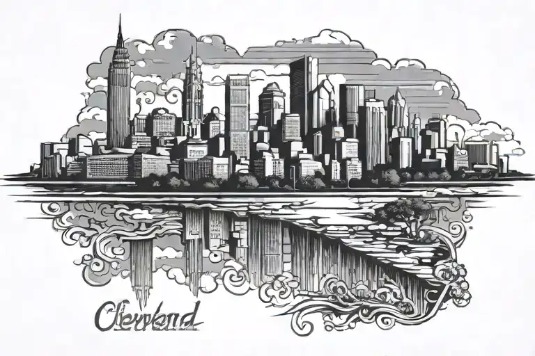 cleveland sky line  tattoo design idea