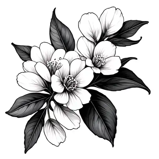 mimosa tree branch with few flowers. tattoo design idea