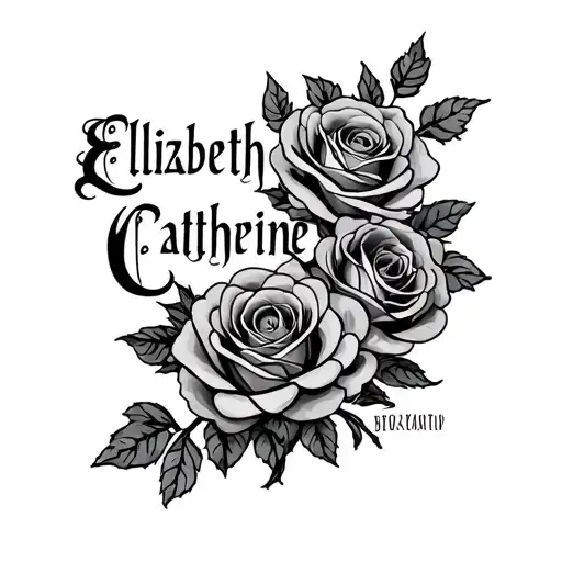 "Elizabeth Catherine " roses entwined tattoo design idea