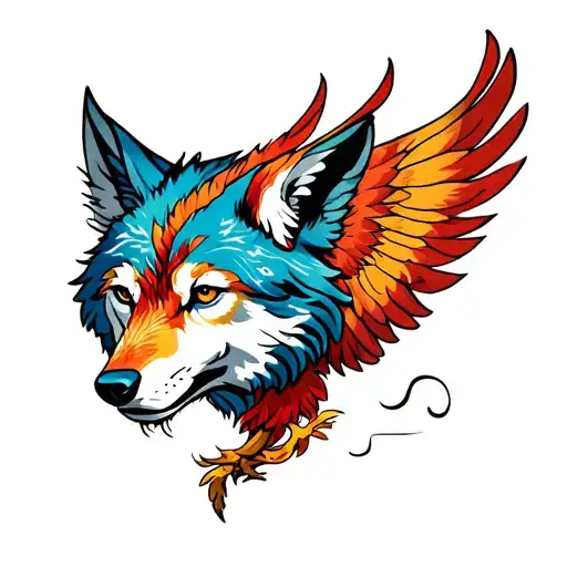 Wolf and Phoenix tattoo design idea