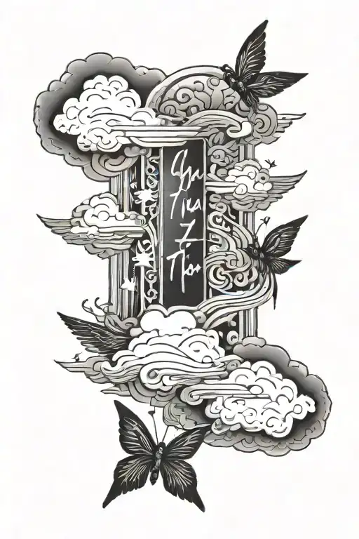 Text with YTRU and cloud filler tattoo tattoo design idea