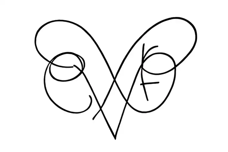 infinity symbol, letter G Y V F, heart shape tattoo design idea