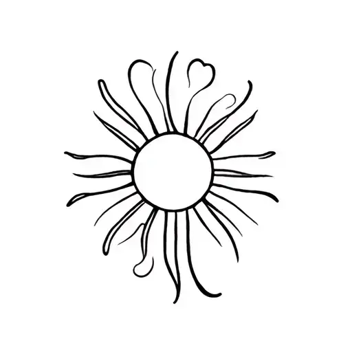 sun with 4 leaf clover tattoo design idea