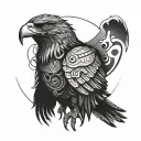mexican eagle cyberpunk style tattoo design idea
