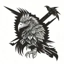 mexican eagle cyberpunk style tattoo design idea